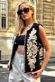 Women's Beige Embroidered Special Design Linen Vest - 4