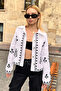 Women's White Floral Embroidered Buttoned Denim Stylish Jacket L26-Bchesq-251127 - 6