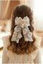 Three-Dimensional Floral Beige Cream Daisy Organza Ballerina Bow Clip