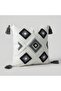 Bohemian Style Single Punch Embroidered 100% Cotton Ecru Fabric Handmade Plump Tassel Detailed Throw Pillow Cover - 3