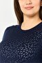 Women Crew Neck Textured Sweater, Navy - 3
