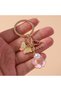 Pink Floral Double Butterfly and Pearl Detailed Gold Color Keychain and Bag Accessory - 7