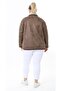 Women's Plus Size Button Detailed Nubuck Coat with Lamb Plush Inside and Pockets 25031 - 8
