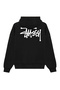 Unisex Stüssy Back Lettering Printed Oversized Loose Fit 3 Thread Ş Fleece-Lined Black K Hooded Sweatshirt