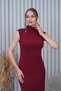 Women's Fisherman Neck Pleated Slit Midi Dress - 6