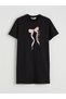Giyçık Store Den Black Crew Neck Printed Women's Nightgown - 5