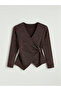 Double-Breasted Roba Collar Metal Buckle Gathered Blouse from Uzg Store for Style Enthusiasts
