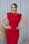 Women's Boat Neck Slit Midi Dress - 8