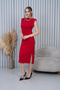 Women's Boat Neck Slit Midi Dress - 3