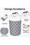 Laundry Basket 82L Foldable Hamper with Mesh Washbag (Grey Round) - 2