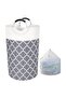 Laundry Basket 82L Foldable Hamper with Mesh Washbag (Grey Round)