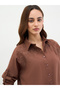 Brown Embroidered Longline Shirt - 4