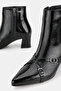 Women's Black Patent Leather Genuine Natural Leather Size 36-41 Thick Heel Pointed Toe Boots & Booties - 3