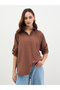 Brown Embroidered Longline Shirt - 3