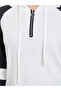 White Color Block Raglan Sleeve Hoodie - 3