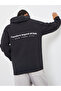 Embroidered Black Relaxed Fit Fleece Hoodie