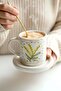 Yellow Kokina Amore 24 K Gold Decorated Handmade Christmas Gift Ceramic Double Coffee Cup Set - 2