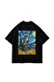 Vincent's World Printed Oversized Unisex Black Tshirt
