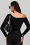 Wft9240 Shaping / Sculpting Effect Diver Fabric Blouse with Staple Detail on the Front - 5