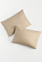 Vevra 2-Pack Striped Beige Color Pillowcase Cotton Fabric with Zipper