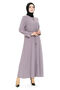 Gray Round Neck Hidden Zipper Applique Detail Tesuture Ferace 3487-25 - 2