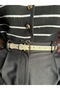 Jeer Half Moon Patterned Women's Gold Buckle Belt Jacket Belt Dress Belt Trouser Belt - 2