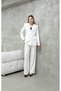 Women's Satin Detailed White Jacket and Trousers Suit - 7