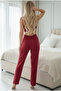 Burgundy 3-Piece Braletli Soft Touch Thin Knitted Suspender Pantyhose Pajama Set 7943 - 4