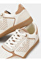 Men's Lace-Up Brand Logo Sport Style White-Brown Sneaker - 5