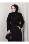 Double-Breasted Collared and Caped Button-Detail Dress with a Dress with a Collar and Capes - 5