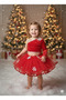 1-2 Years Old – Red Tutu Skirt Velvet One-Shoulder Crop Top Christmas Party Costume with Crystal Stone Gift - 2