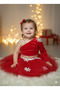 1-2 Years Old – Red Tutu Skirt Velvet One-Shoulder Crop Top Christmas Party Costume with Crystal Stone Gift - 3