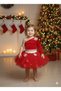 1-2 Years Old – Red Tutu Skirt Velvet One-Shoulder Crop Top Christmas Party Costume with Crystal Stone Gift