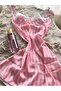 Silk Satin Rope Strap Nightgown Pink Nightgown