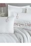 Rosita Embroidered Duvet Cover Set, 100% Cotton Fabric, Classic White 6-Piece Double Duvet Cover Set - 2