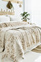 Amore Muslin Bedspread, 100% Cotton Muslin Blanket, Leaf Patterned 4-Layer Jacquard Woven - 2