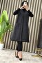 Sultan Yelek Karyağdı Fabric Women's Black Front Buttoned Hijab Long Vest