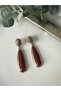 Vintage Burgundy Drop Stone Detailed Earrings - 5