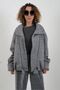 Gray Melange Bomber Jacket with Pleated Back - 5