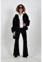 Black Glitter Silver Droplet Elastic Waist Trousers