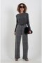 Silver Glitter Droplet Waist Tied Pants - 2