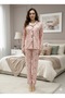 New Season Women's Winter Suede Long Sleeve Front Buttoned Soft Textured Pajama Set 49002