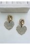 Large Heart Earrings with Crystal Stone Detail and Zircon Stone (5.5 cm)