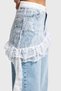 Women's Ice Denim Color 4s5-99 Straight Fit 100% Cotton Lace Detail Skirt Special Design Denim Jeans - 2