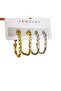 Women's Rectangular Vintage 2-Piece Steel Hoop Earring Set Non-Tarnish - 5