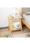 OneDcor Rattan Side Table Boho Night Stand | Mid Century Modern End Table with Glass Top