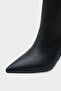 Women's Heeled Boots with Gold Buckle Detail - 7