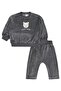 Teddy Bear Süzene Embroidered 6-18 Months Set - Gray 12-18 Months