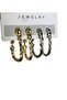 Women's Rectangular Vintage 2-Piece Steel Hoop Earring Set Non-Tarnish - 7