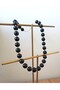 Black Acrylic Beads Dorica Detailed Special Series Handmade Women Necklace 45 cm + 5cm Extension - 7